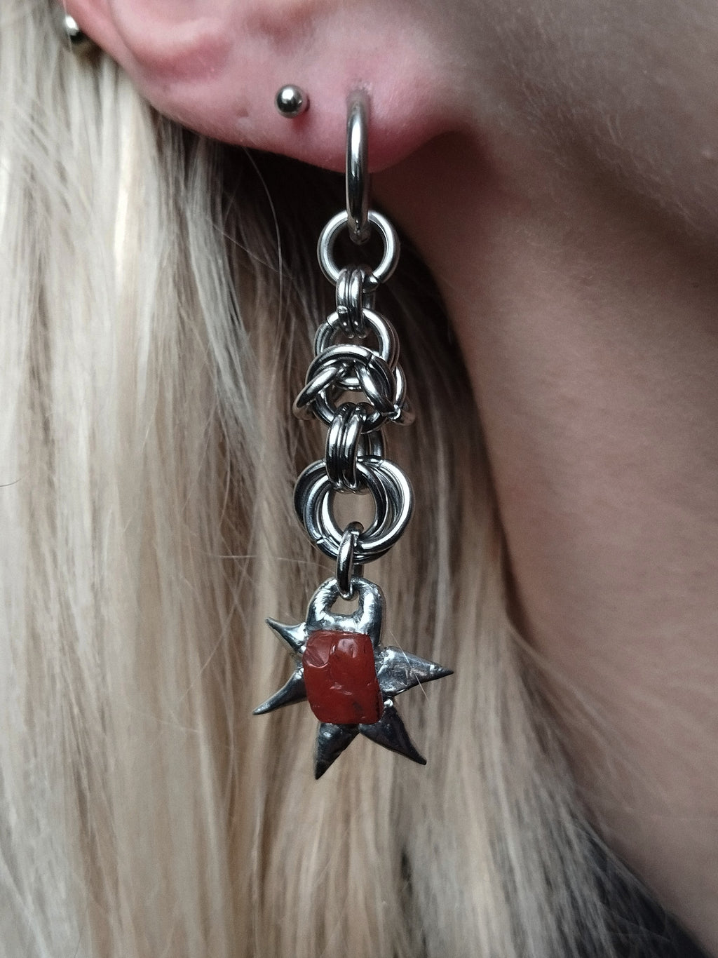 Boucles d'oreilles Agate rouge