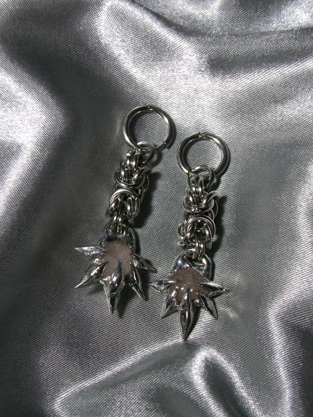 Boucles d'oreilles Quartz Rose