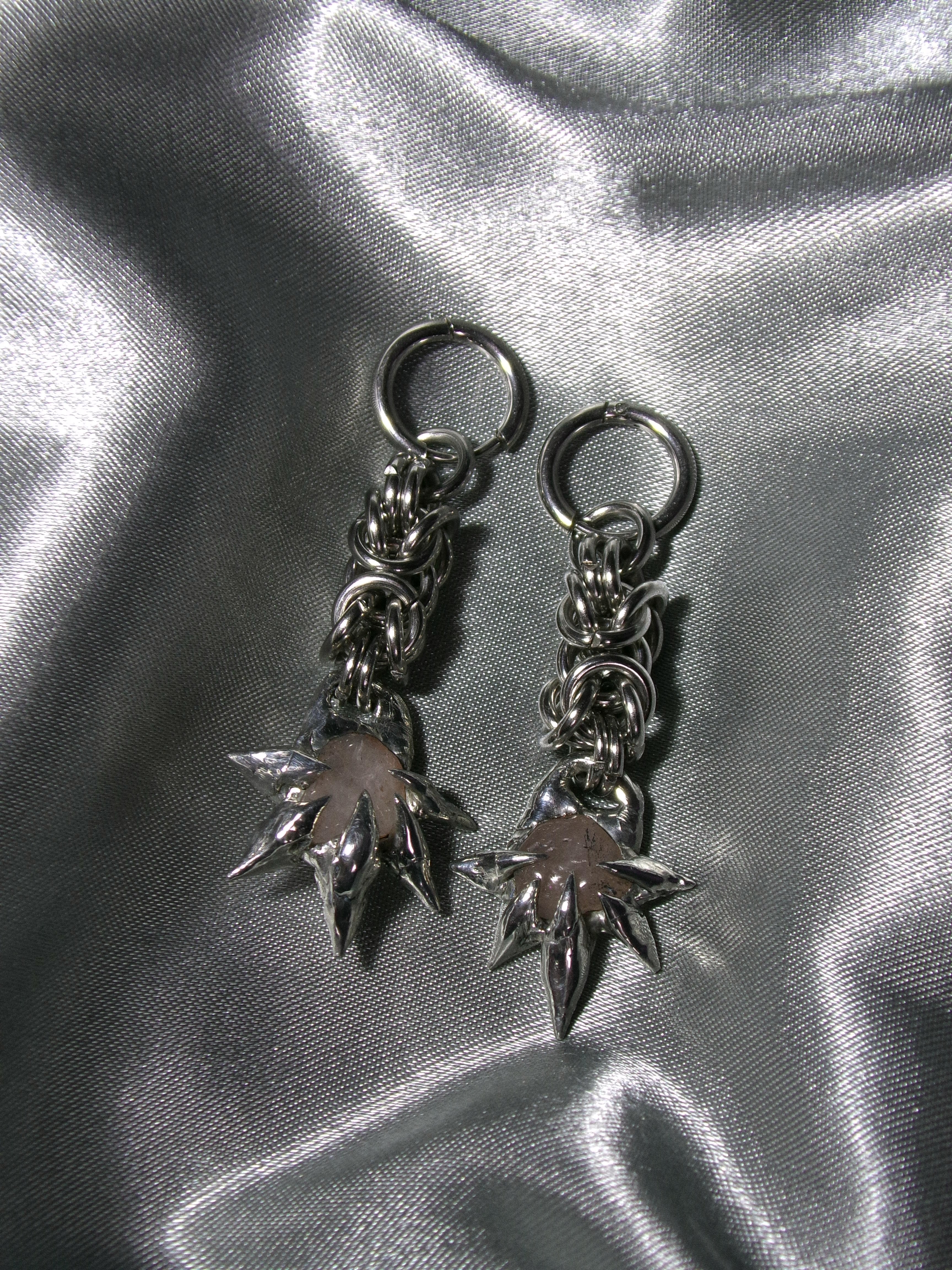 Boucles d'oreilles Quartz Rose