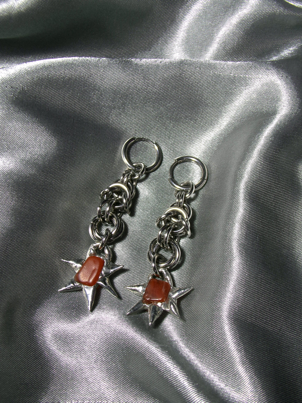 Boucles d'oreilles Agate rouge