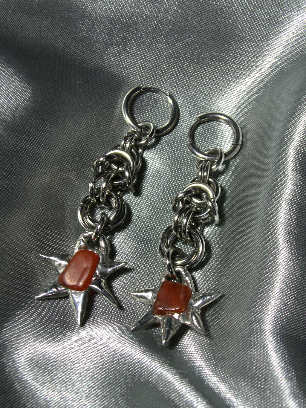Boucles d'oreilles Agate rouge