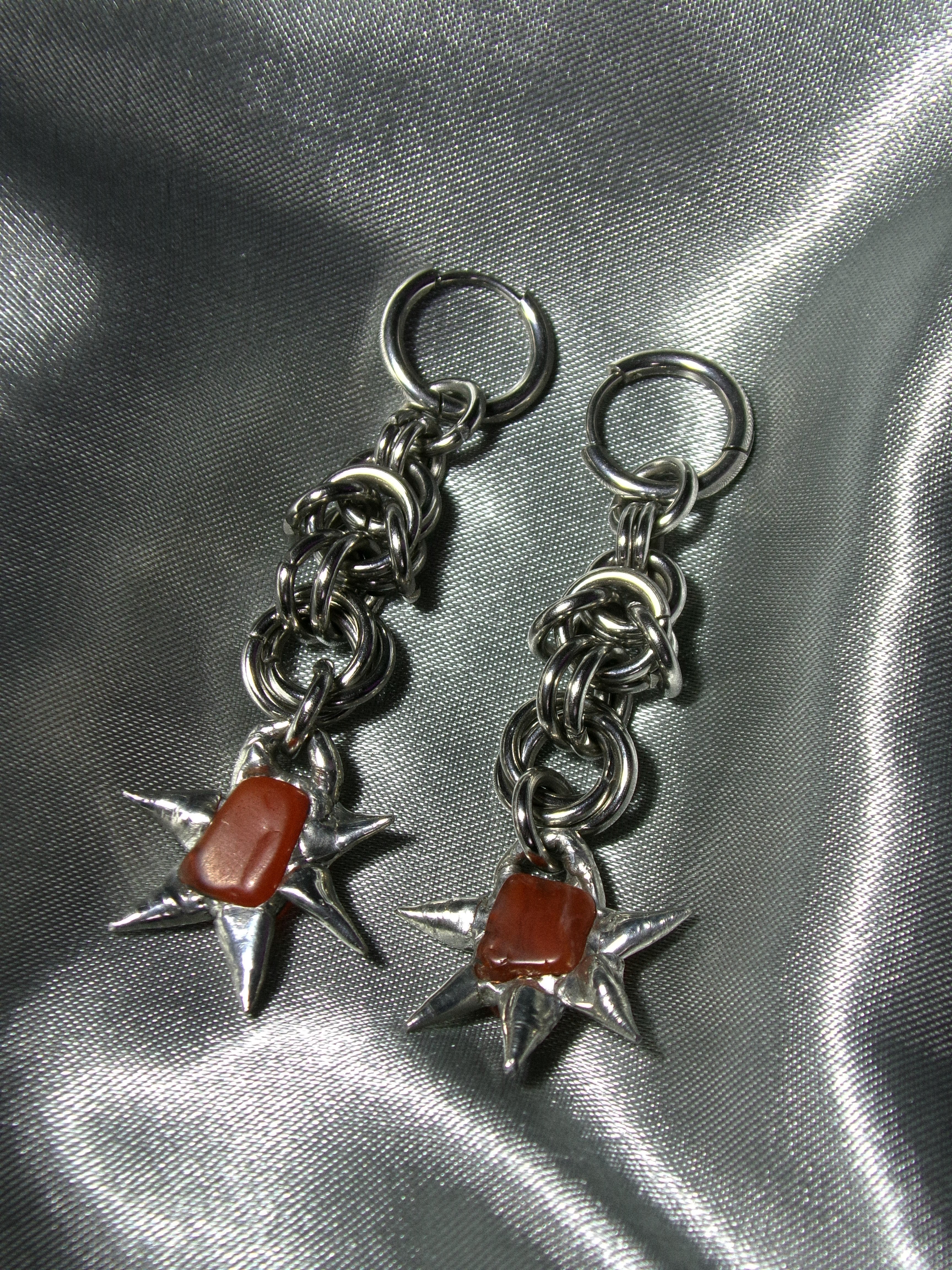 Boucles d'oreilles Agate rouge