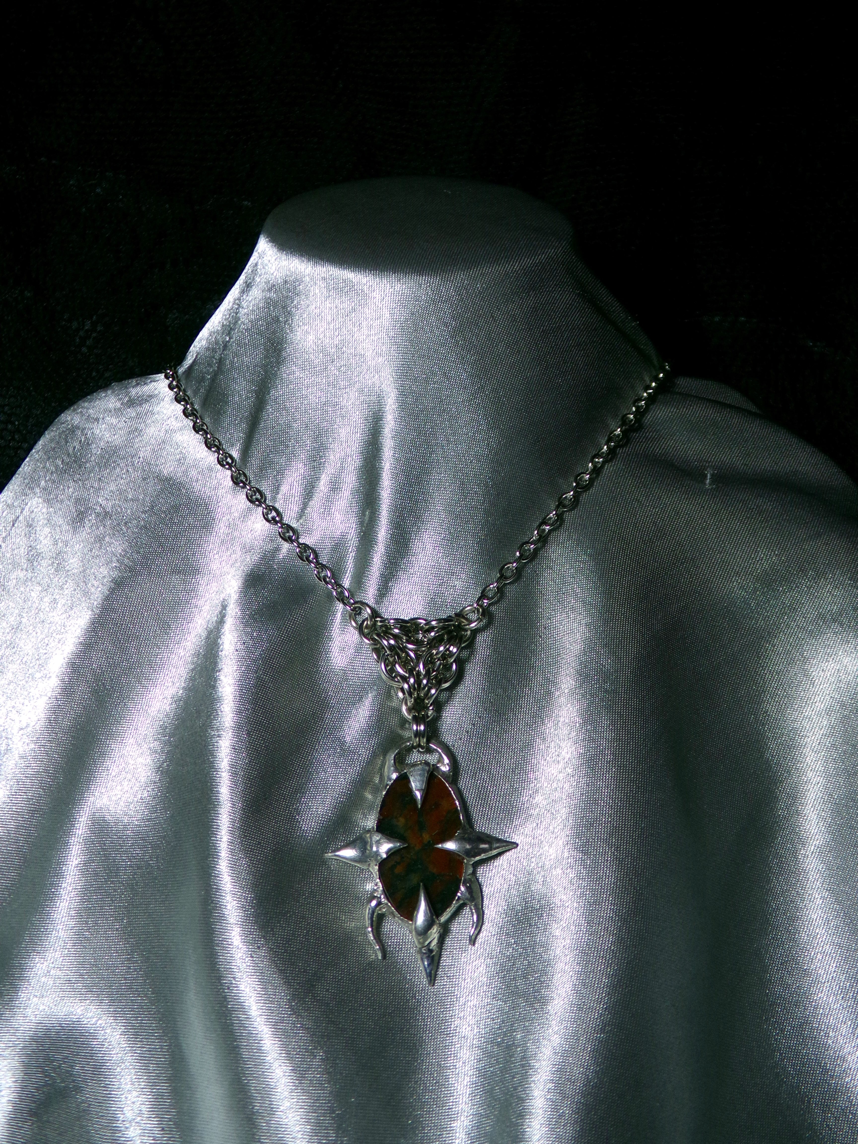 Collier Agate mousse rouge