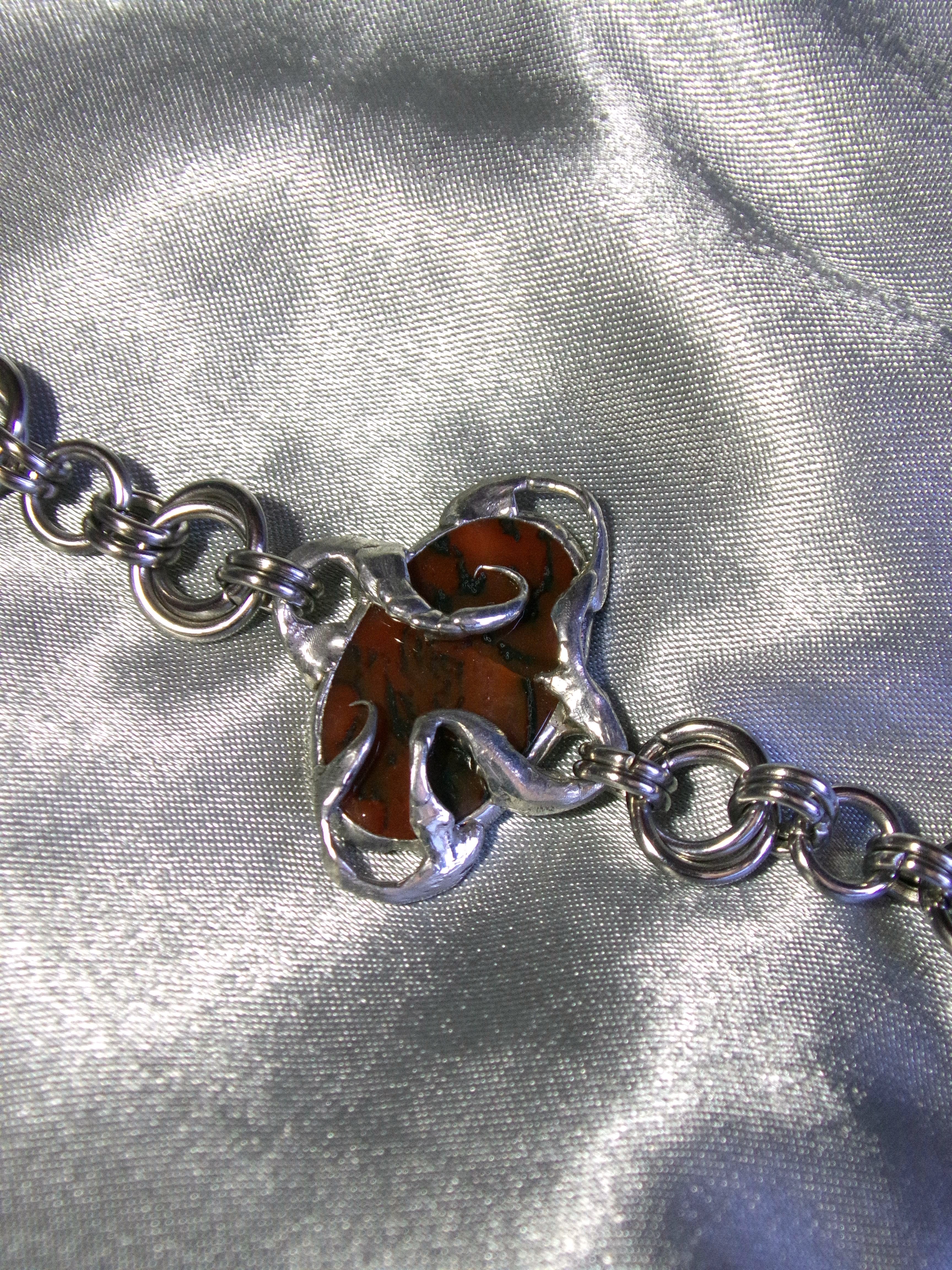 Bracelet Agate mousse rouge