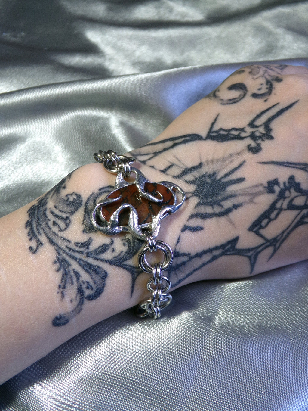 Bracelet Agate mousse rouge