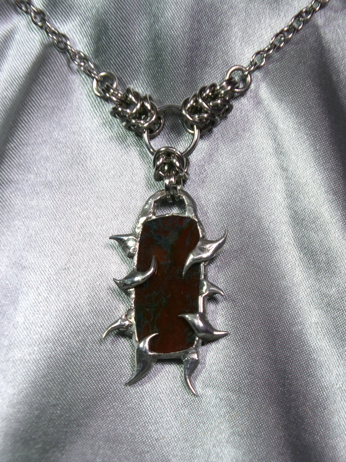 Collier Agate mousse rouge