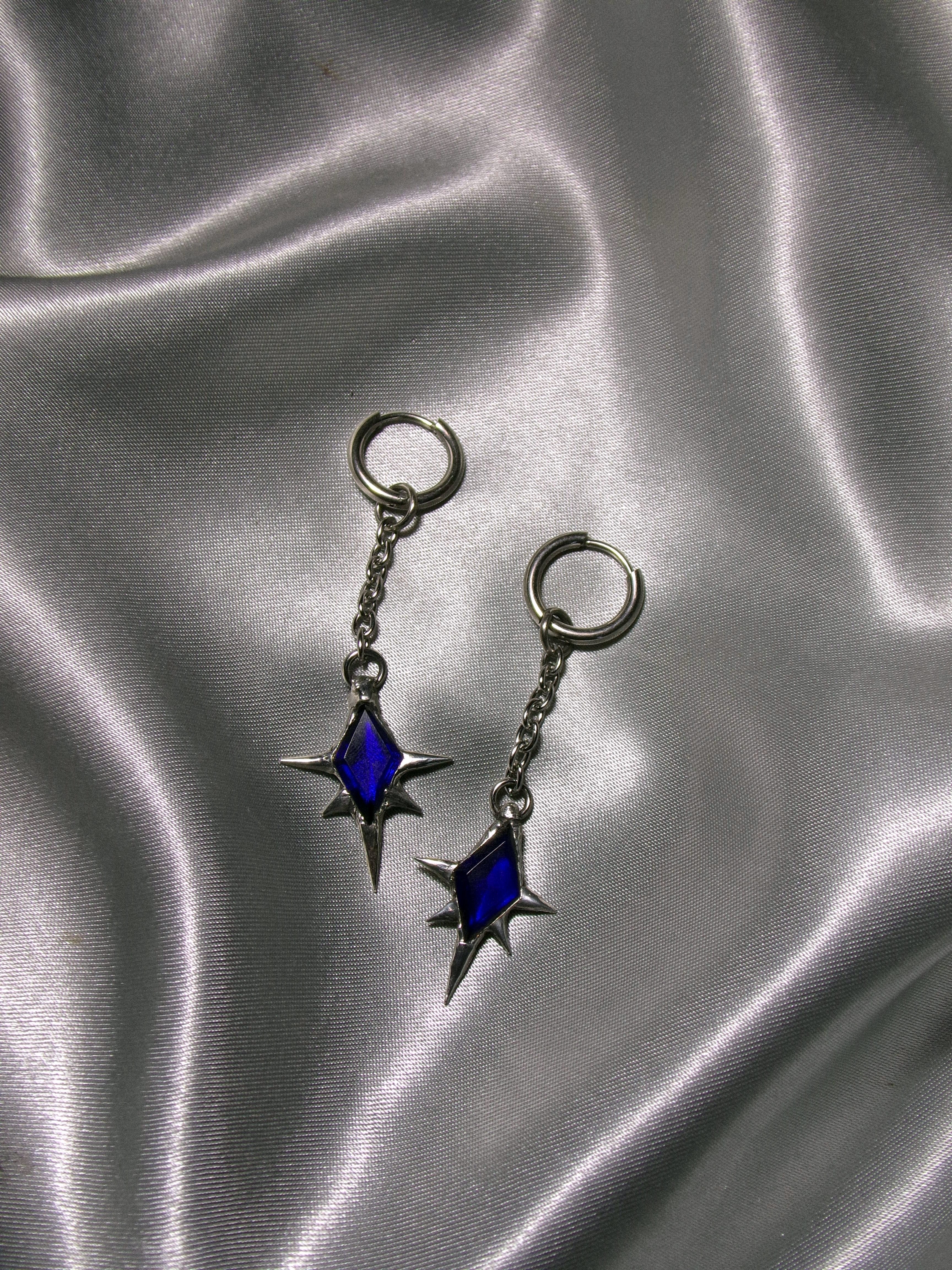 Boucles d'oreilles étoile bleu